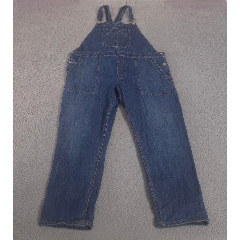 Gap Overalls Womens XL Blue Relaxed Denim Straight Leg 100% Cotton Bib Dungarees